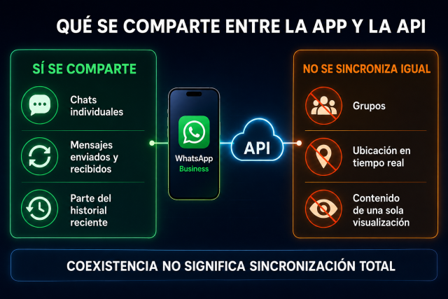 Elementos que se comparten y no se sincronizan entre WhatsApp Business App y Cloud API